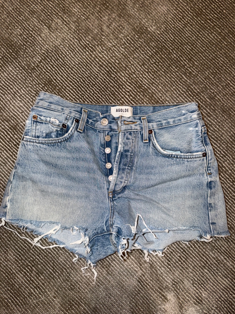 Agolde Light Blue Cutoff Button-Fly Denim Shorts